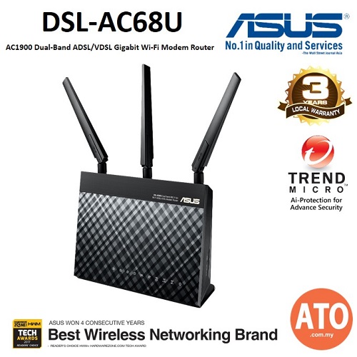 Asus Dsl Ac68u Dual Band Wireless Ac1900 Gigabit Router