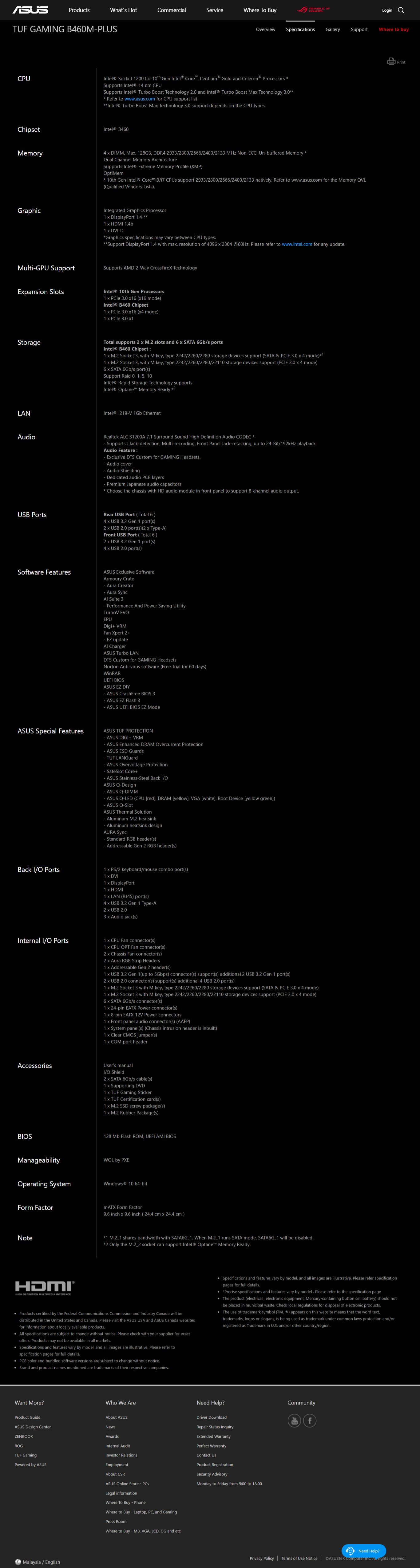 Asus Tuf Gaming B460m Plus